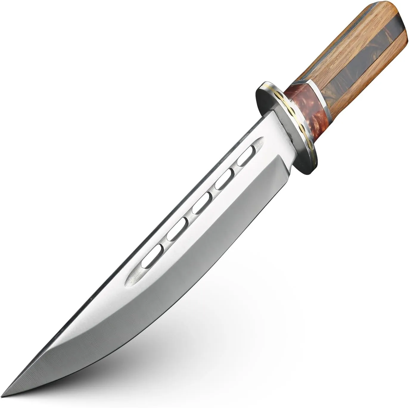 XUANTENG nylon sheathed hunting knife, 7-inch fixed blade outdoor knife, 440C stainless steel, suitable for jungle exploration, camping, survival, men's and women's gifts