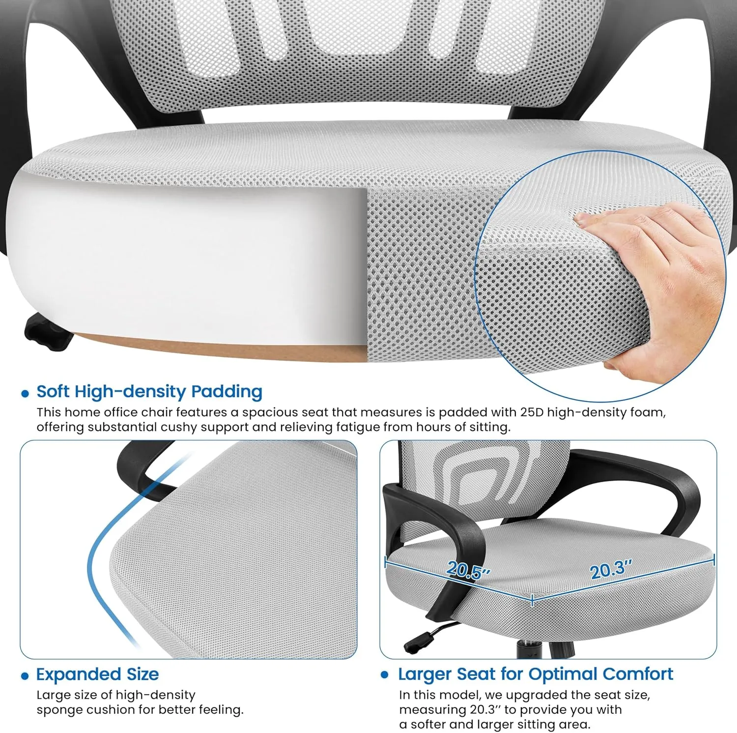 Yaheetech 2pcs Ergonomic Desk Chair Mesh Computer Chair with Lumbar Support Armrest Executive Rolling Swivel Adjustable Mid Back Task Chair for Women Adults, Grey