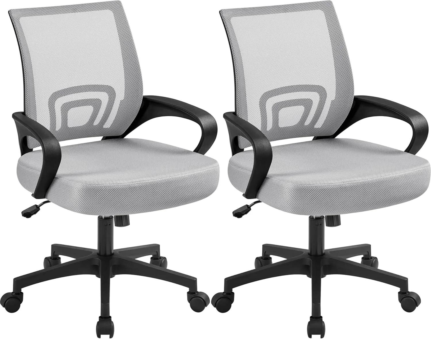 Yaheetech 2pcs Ergonomic Desk Chair Mesh Computer Chair with Lumbar Support Armrest Executive Rolling Swivel Adjustable Mid Back Task Chair for Women Adults, Grey