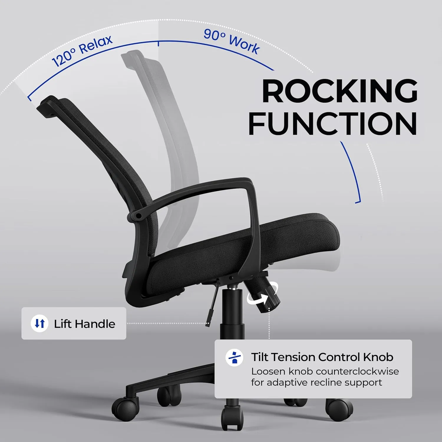Yaheetech Mesh Office Chair Swivel Rolling.Adjustable Computer Desk Chairs ErgonomicGaming Chair for Home Office/Work/Study, Black