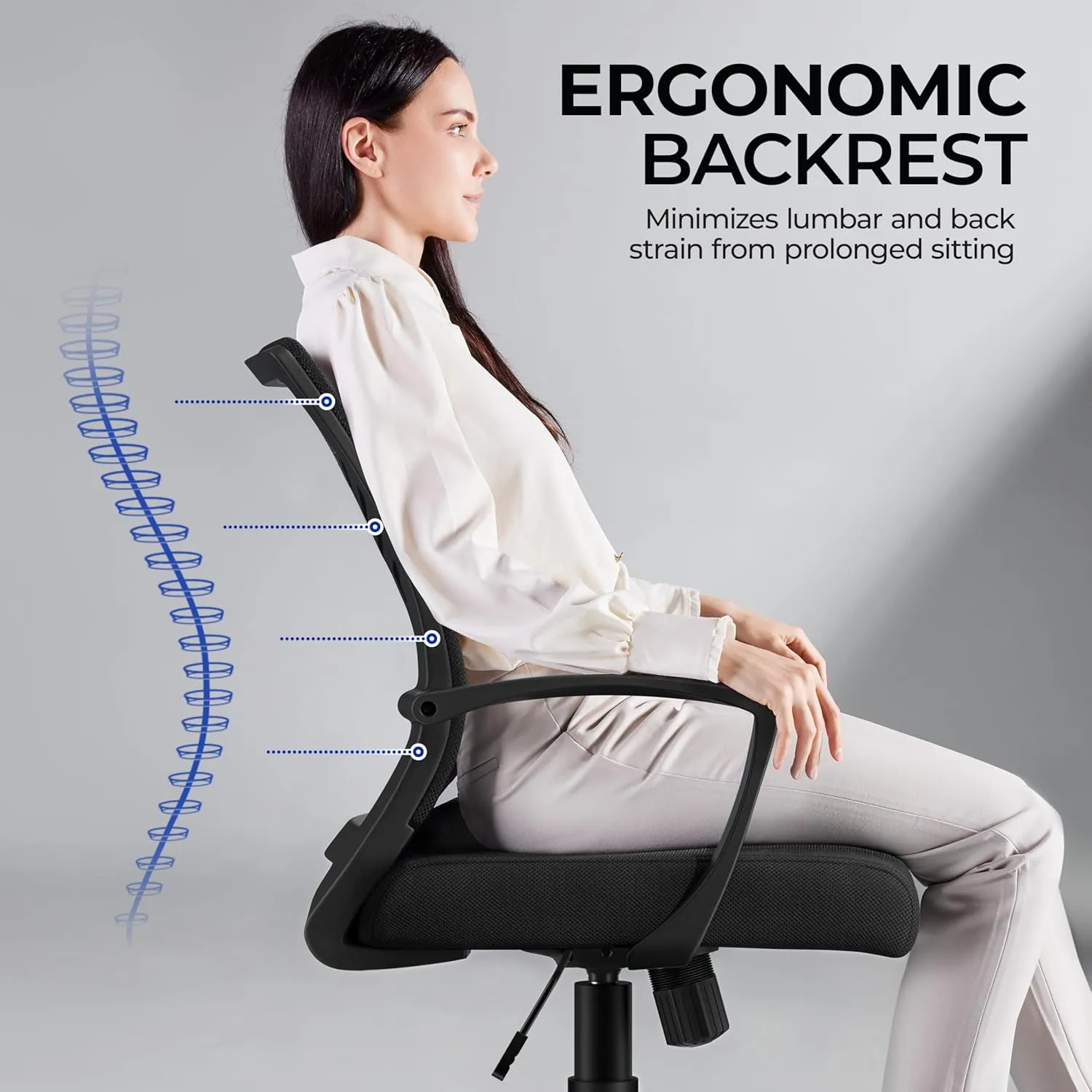 Yaheetech Mesh Office Chair Swivel Rolling.Adjustable Computer Desk Chairs ErgonomicGaming Chair for Home Office/Work/Study, Black