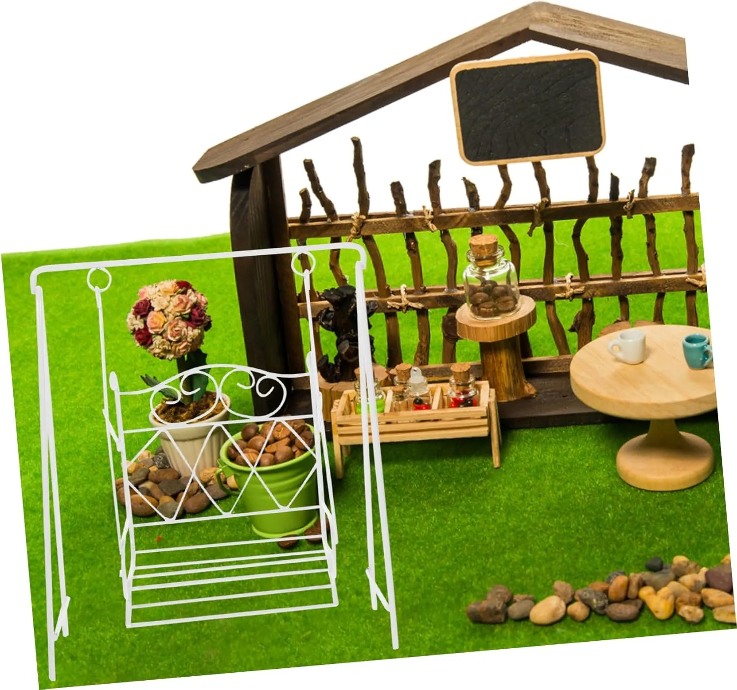 Yardwe 2pcs Miniature Swing Ornament for Dollhouse Scale Garden Decor Cute Mini Swing for Boys and Girls Playhouse Safe and Lightweight House Accessory