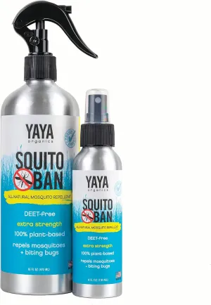 Yaya Organics Mosquito Repellent | All Natural Bug Spray Made with Essential Oils, Family Friendly, DEET-Free | 16 oz and 4 oz Spray, 2-Pack