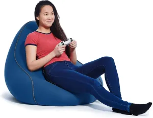 Yogibo Lounger Small Bean Bag Lounge Chair for Adults, Kids and Teens, Soft, Plush, Comfy, Sensory, Gaming Beanbag, Washable Cover, Blue