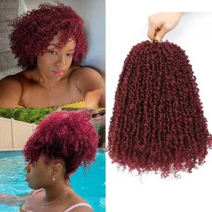 Youngther Yanky twist crochet hair Pre-Twisted Fluffy Spring Twist with curly crochet hair for black women crochet hair pre looped Synthetic hair extension（12inch BUG 6PCS）