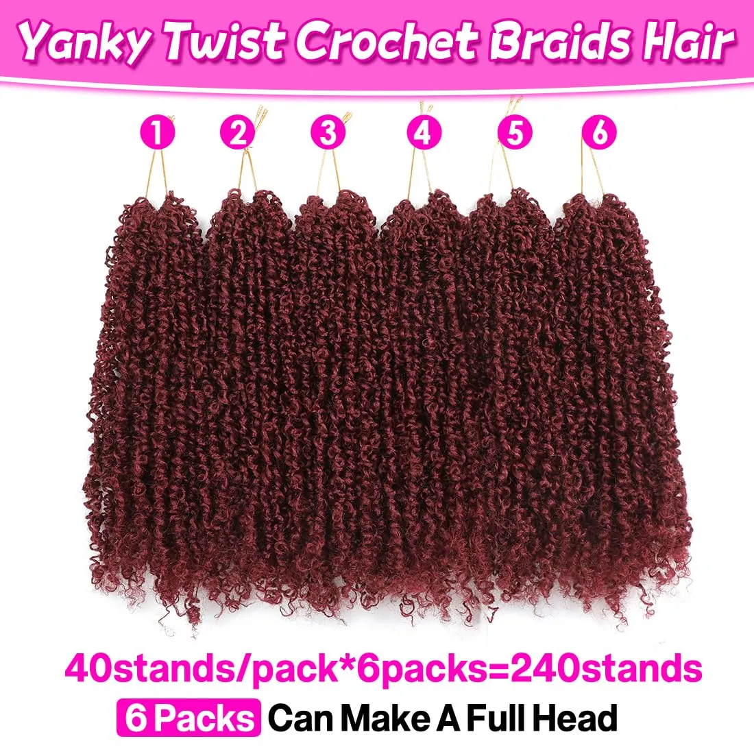 Youngther Yanky twist crochet hair Pre-Twisted Fluffy Spring Twist with curly crochet hair for black women crochet hair pre looped Synthetic hair extension（12inch BUG 6PCS）