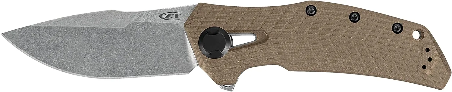 Zero Tolerance 0308 Folding Knife, Premium CPM 20CV Blade Steel, Manual KVT Opening, Coyote Tan G10 Handle, Made in the USA, 3.7 Inch