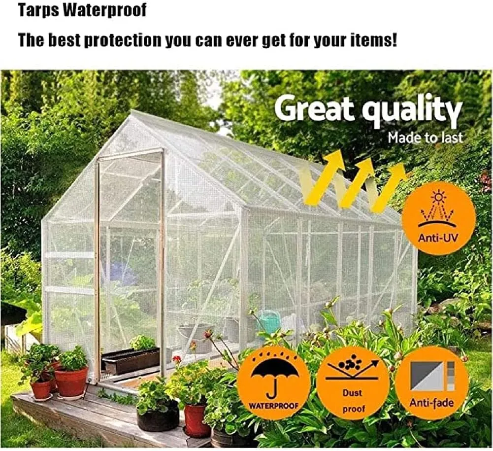 ZHANGQINGXIU Transparent Tarps Tarpaulin Waterproof Heavy Duty Terrace Wind/rain/Sun Protection with Eyelets 0.15mm PVC Soft Film Tear Resistance, 23 Sizes (Color : Clear, Size : 2x2m)