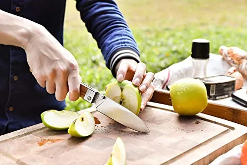 ZhengSheng 4.5" Folding Utility Knife 440A Stainless Steel Blade Natural Olive Handle Pocket Foldable Fruit knife peeling knife for Outdoor Camping Activities