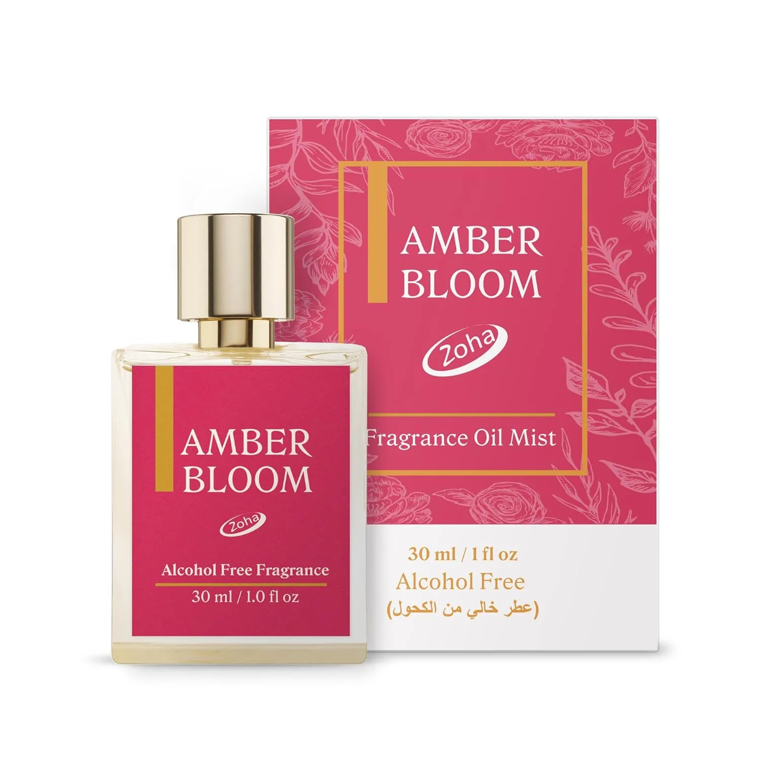 Zoha Amber Bloom - Amber Perfume for Women and Men, Alcohol Free Fragrance Oil Mist, Long Lasting Natural Perfume Oil base, 30ml Spray