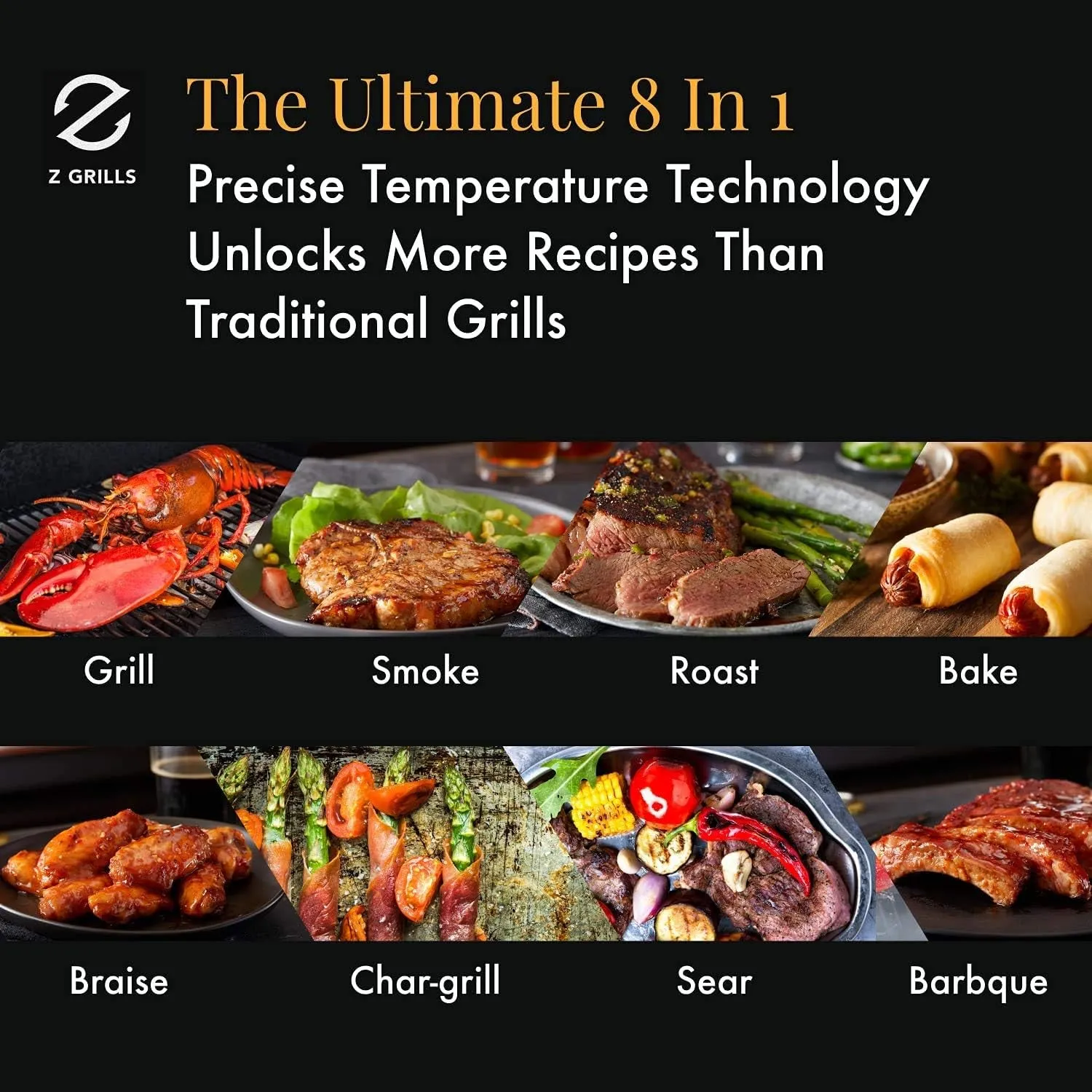 ZPG-450A 2024 Upgrade Wood Pellet Grill & Smoker 6 in 1 BBQ Grill Auto Temperature Control, 450 Sq in Bronze