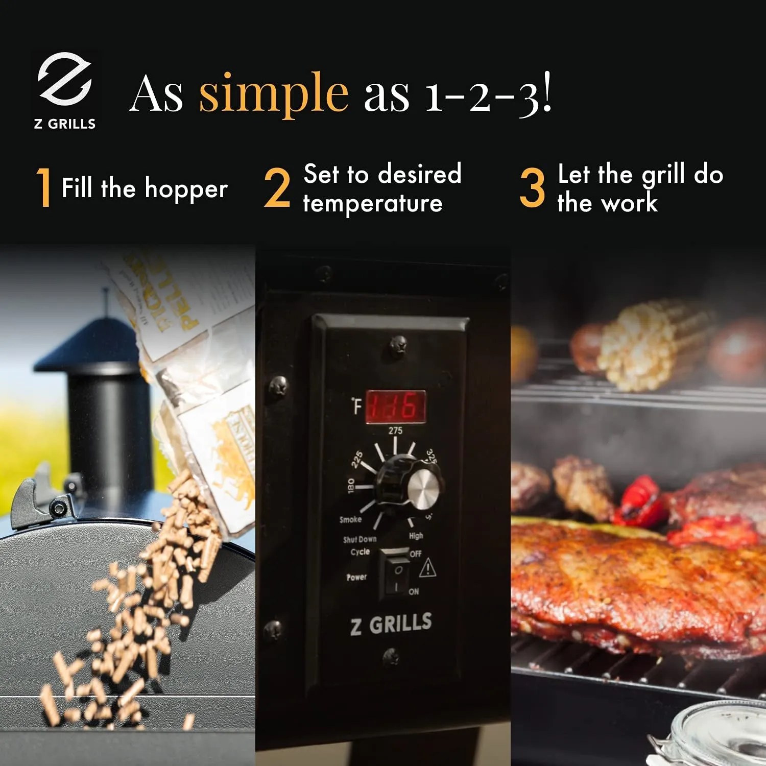 ZPG-450A 2024 Upgrade Wood Pellet Grill & Smoker 6 in 1 BBQ Grill Auto Temperature Control, 450 Sq in Bronze