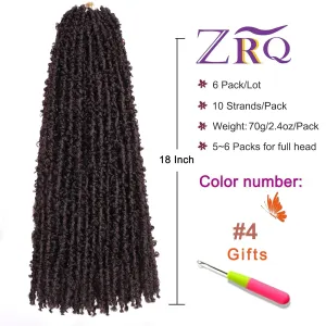 ZRQ 18 Inch Distressed Faux Locs Long Butterfly Locs Crochet Braids Hair Pre-looped Synthetic Soft Locs For Black Women Goddess Locs Hair Extensions (6 Pack 4#)