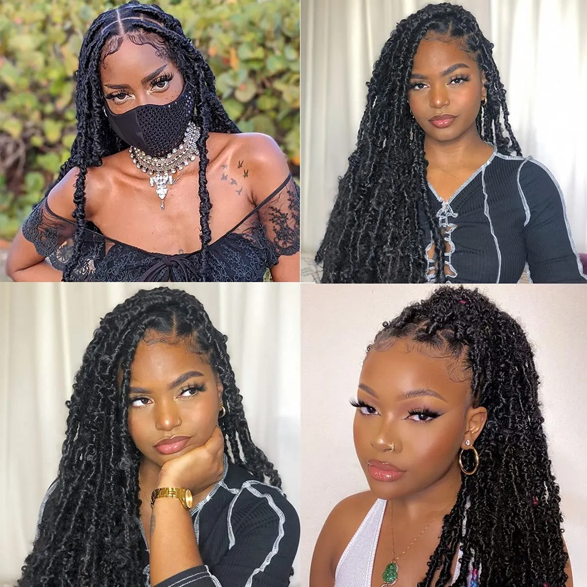 ZRQ 18 Inch Distressed Faux Locs Long Butterfly Locs Crochet Braids Hair Pre-looped Synthetic Soft Locs For Black Women Goddess Locs Hair Extensions (6 Pack 4#)