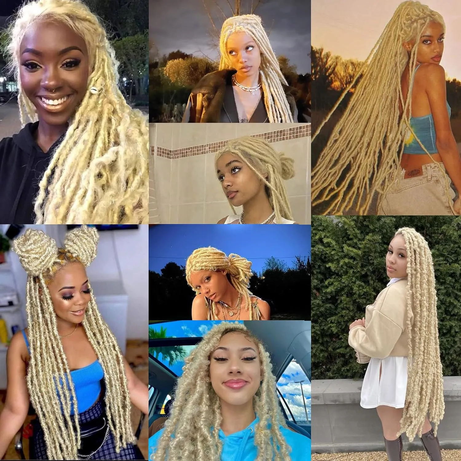 ZRQ 24 Inch Pre-Separated Springy Afro Twist Hair For Distressed Locs 8 Packs Marley Crochet Braiding Hair Blond Synthetic Hair Extension For Black Women 8 Strands/Pack (613#)