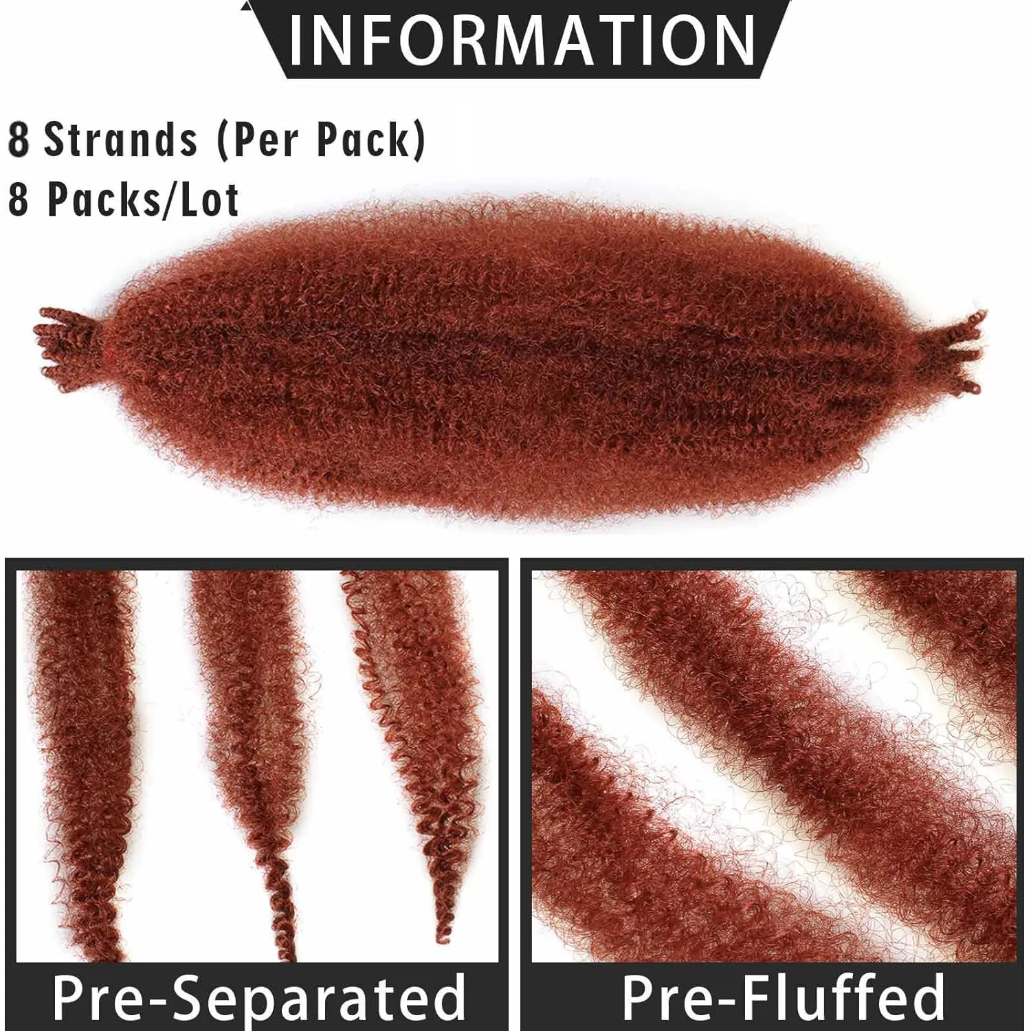 ZRQ 24 Inch Pre-Separated Springy Afro Twist Hair For Distressed Locs 8 Packs Marley Crochet Braiding Hair Blond Synthetic Hair Extension For Black Women 8 Strands/Pack (613#)