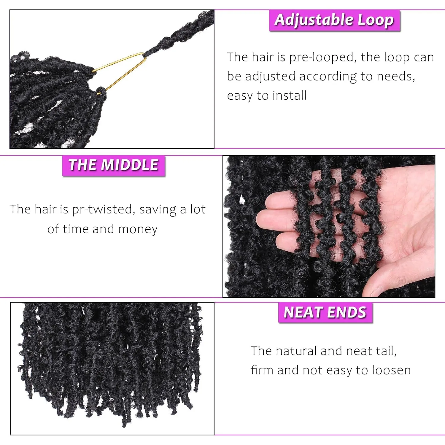 ZRQ 30 Inch Butterfly Locs Crochet Hair 6Packs Lightweight Long Distressed Butterfly Faux Locs Braids Hair Goddess Pre-looped Synthetic Soft Locs Hair Extensions (30 Inch, 1B#)
