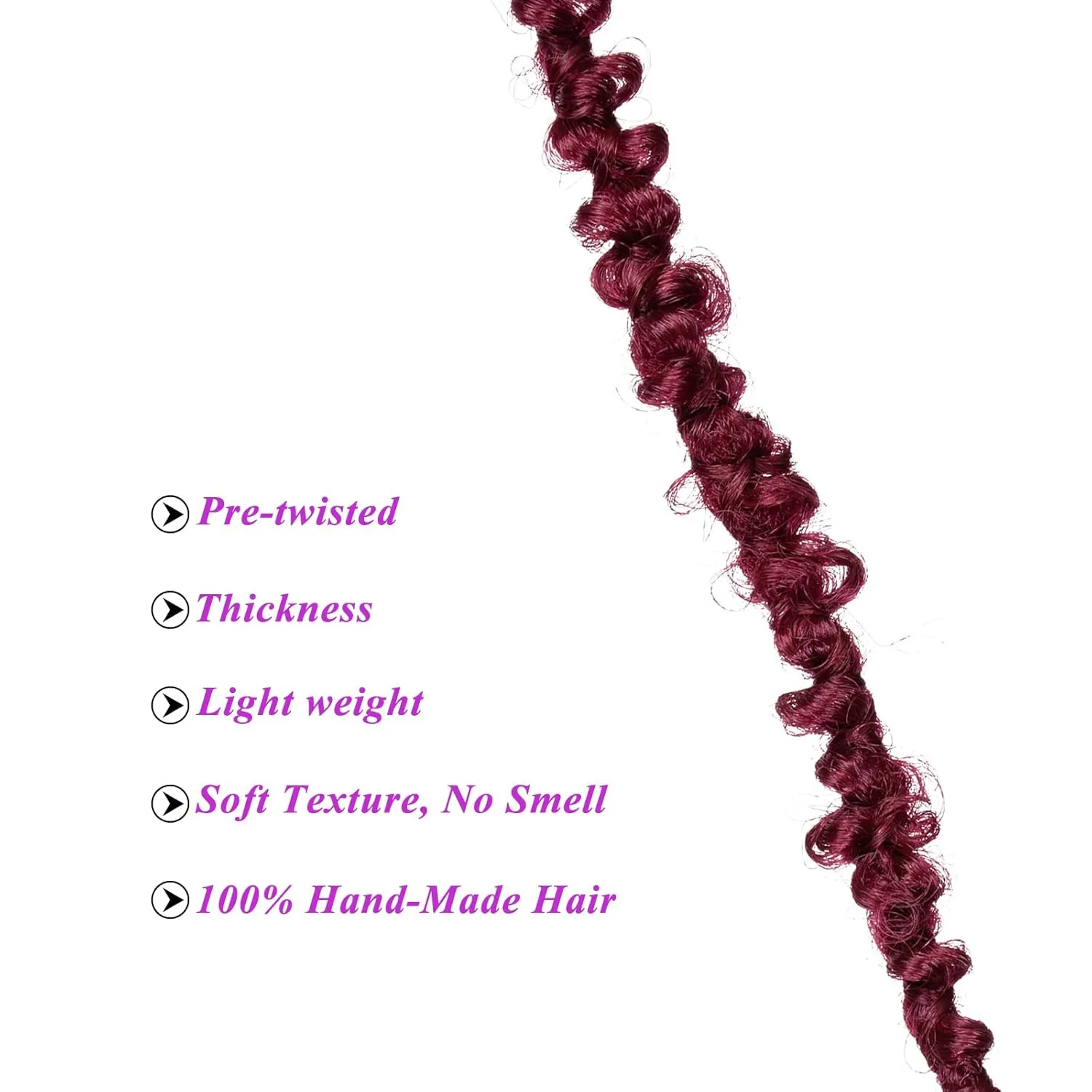 ZRQ 6 Packs 30 Inch Butterfly Locs Crochet Hair for Women Burgundy Pre-Looped Distressed Faux Locs Synthetic Soft Locs Crochet Braids Hair Extension (30 Inch, BUG#）
