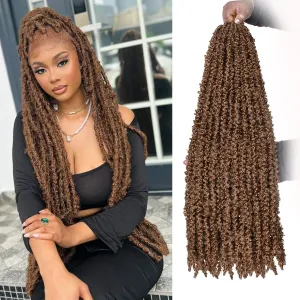 ZRQ Butterfly Locs Crochet Hair 30 Inch 6Packs Pre-looped Honey Brown Long Distressed Faux Locs Crochet Hair Synthetic Soft Locs Hair For Women (30 Inch, 27#)