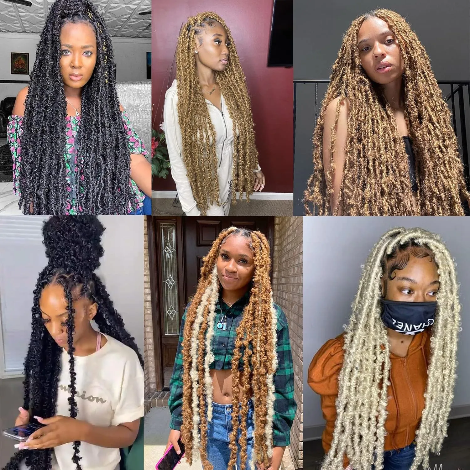 ZRQ Butterfly Locs Crochet Hair 30 Inch 6Packs Pre-looped Honey Brown Long Distressed Faux Locs Crochet Hair Synthetic Soft Locs Hair For Women (30 Inch, 27#)
