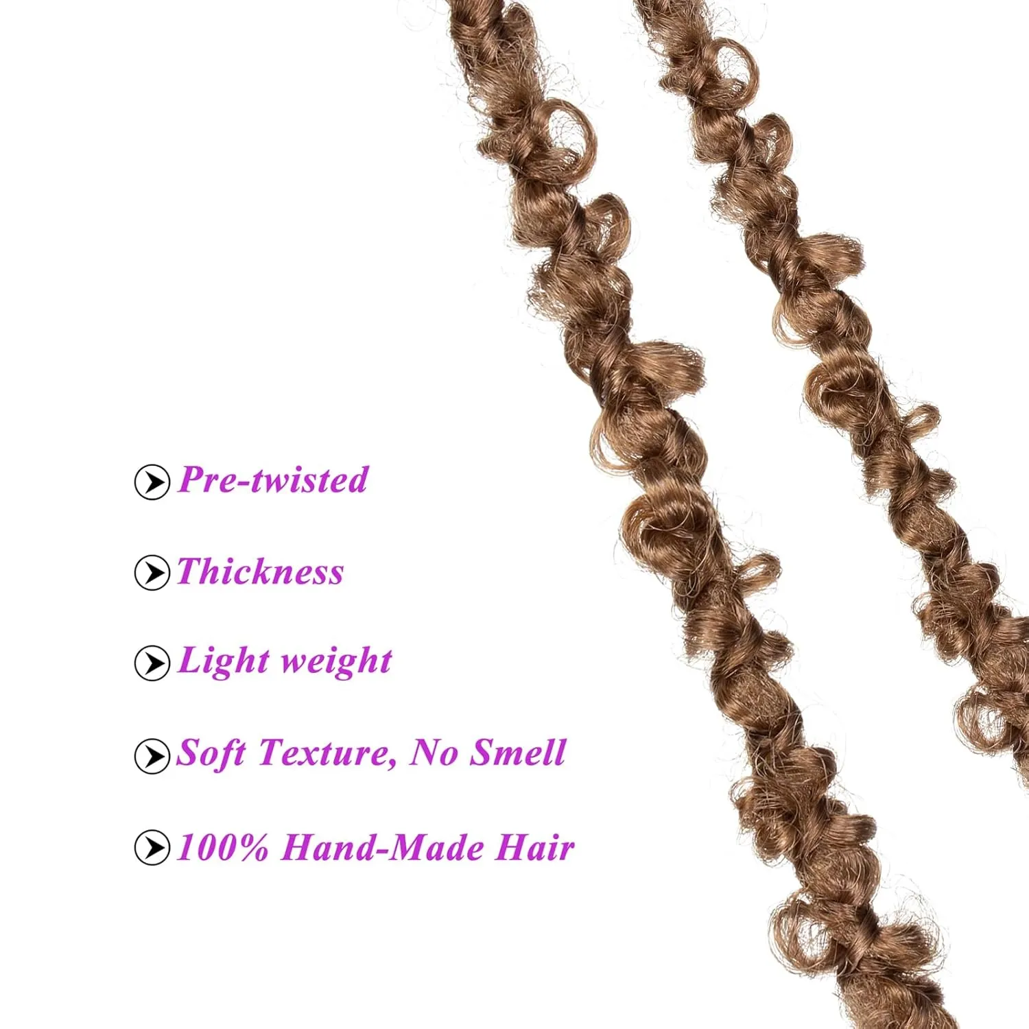 ZRQ Butterfly Locs Crochet Hair 30 Inch 6Packs Pre-looped Honey Brown Long Distressed Faux Locs Crochet Hair Synthetic Soft Locs Hair For Women (30 Inch, 27#)