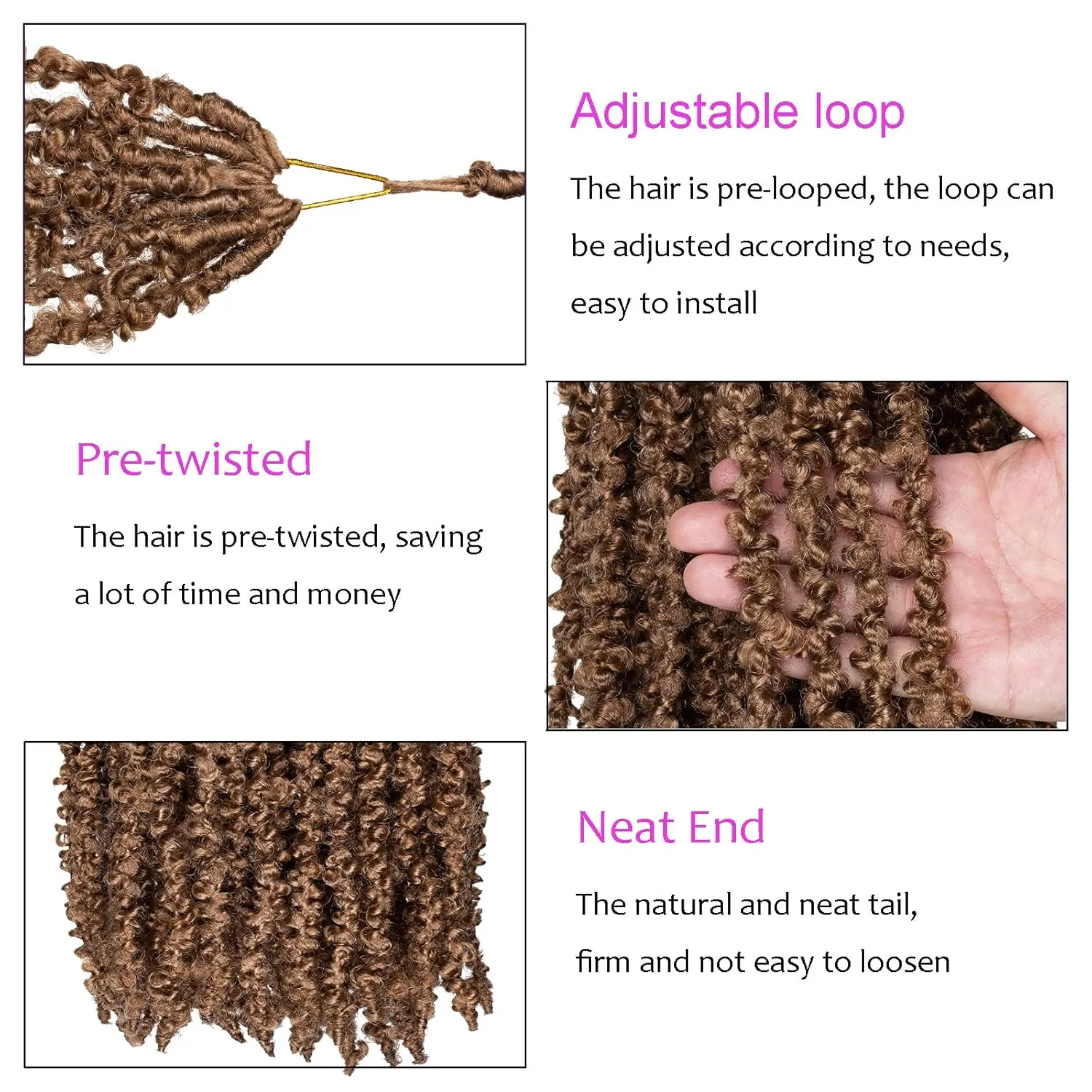 ZRQ Butterfly Locs Crochet Hair 30 Inch 6Packs Pre-looped Honey Brown Long Distressed Faux Locs Crochet Hair Synthetic Soft Locs Hair For Women (30 Inch, 27#)